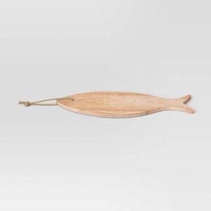 Threshold Coastal 6.5" Wooden Fish Shape Serving Board with Rope
